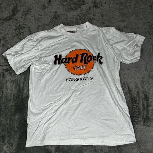 Vintage Hard Rock Cafe Hong Kong Short Sleeve T Shirt Men's Size Medium White - Picture 1 of 9